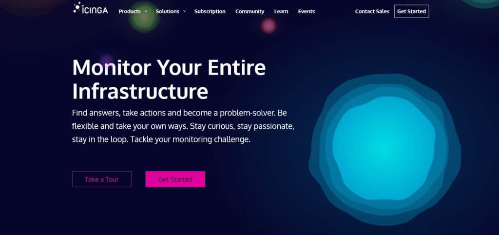 Icinga server monitoring tool homepage
