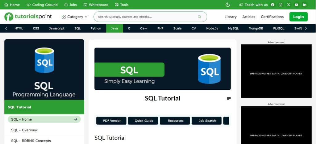 Tutorialspoint SQL 