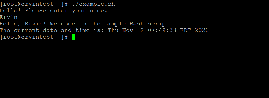example of bash script
