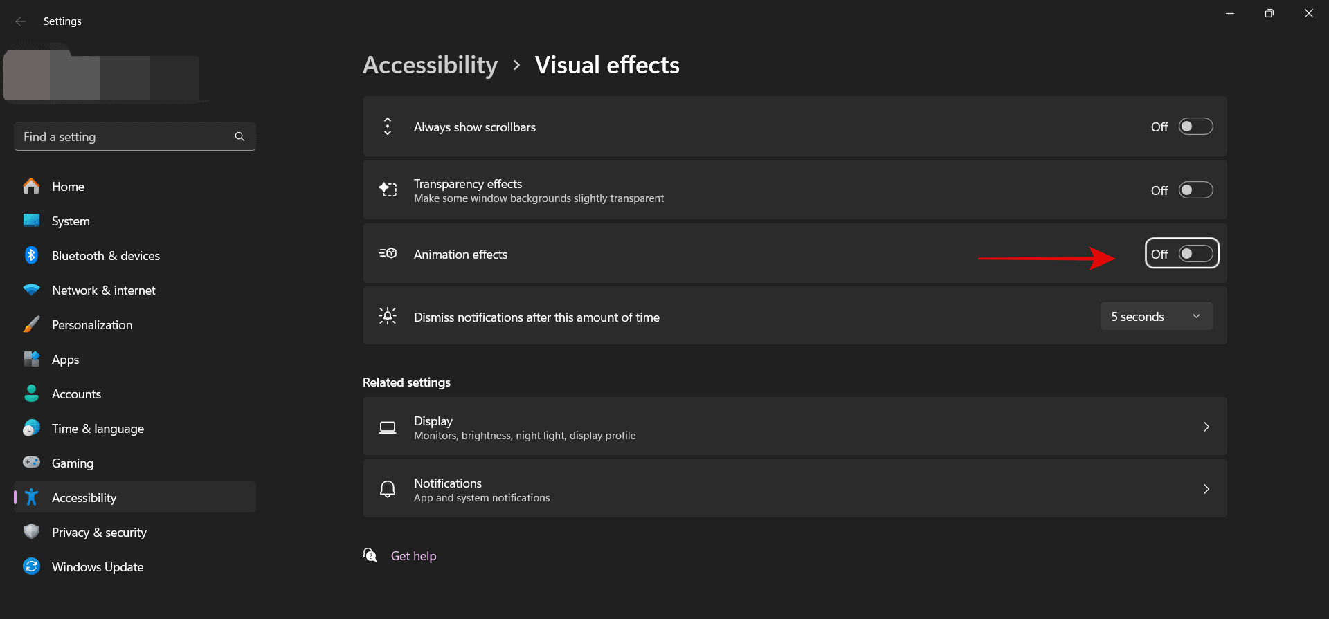 Animation effects in windows 11