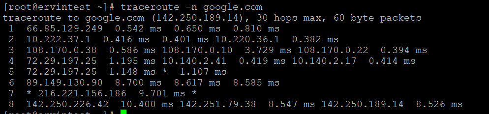 traceroute -n